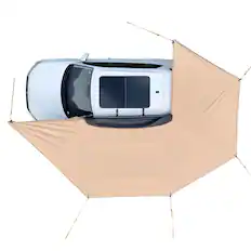 Front. VEVOR - 270 Degree Awning with Bulit-in LED Lights, 133 sq.ft Driver Side Vehicle Awning, Waterproof UV50+ Car Side Awnings - Beige.