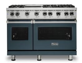 Viking - 6.1 Cu. Ft. 48"W. Professional 5 Series Freestanding Double Oven Gas Convection Range - Squall