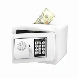 Lycvki - Secure Safe With Key And Password, 0.23 Cubic Feet Small Home Safe for Money, Documents & Valuables - White