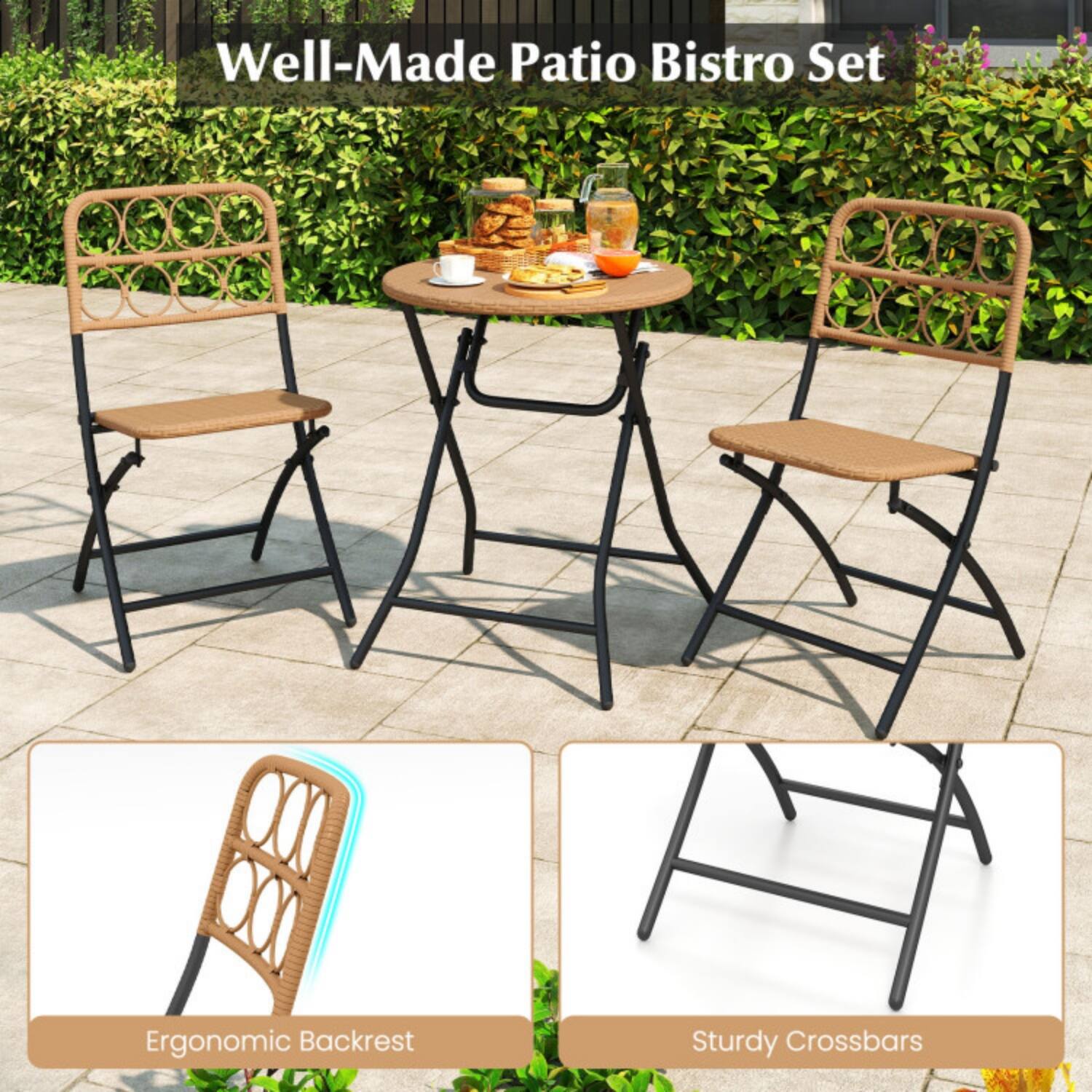 Well-Made Patio Bistro Set

Ergonomic Backrest

Sturdy Crossbars