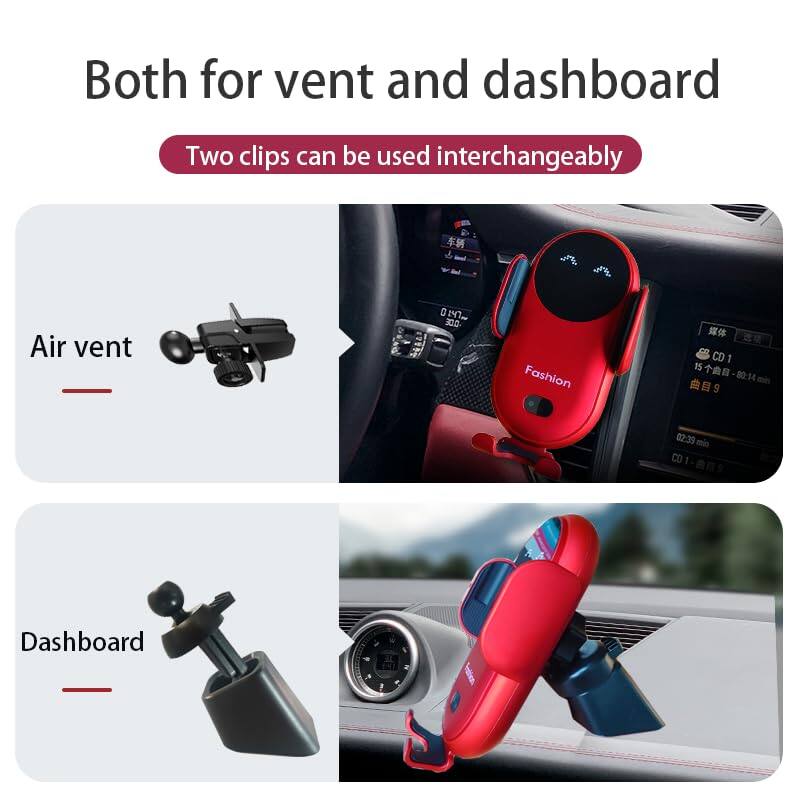 Both for vent and dashboard

Two clips can be used interchangeably

Air vent

Dashboard