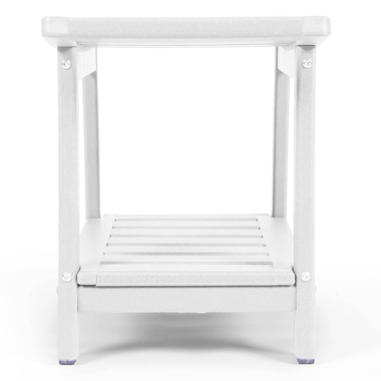 Left. FODINGHILL - HDPE Shower Bench with Storage & Handles, Indoor Outdoor Use - White.