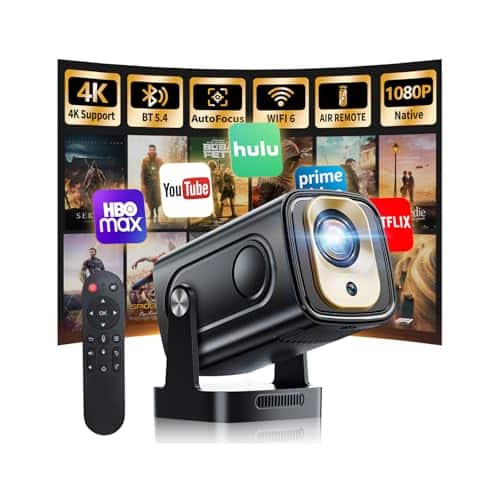 The Best Inks - 【built-in Apps】mini Projector 1080p 4k Full Hd With Wifi 6 And 5.2 Support 270° Rotatable Portable Auto Keystone - Black