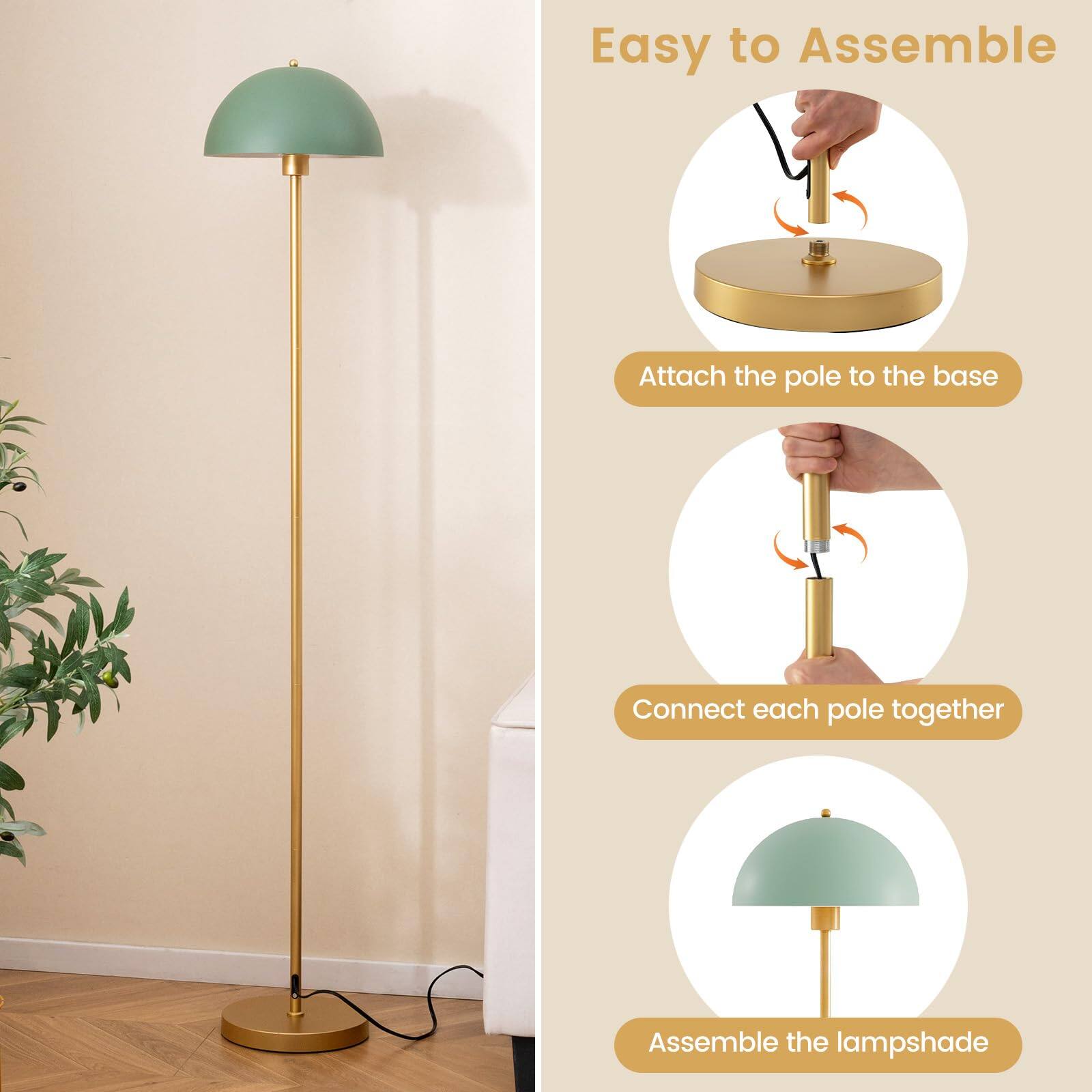 Easy to Assemble

Attach the pole to the base

Connect each pole together

Assemble the lampshade