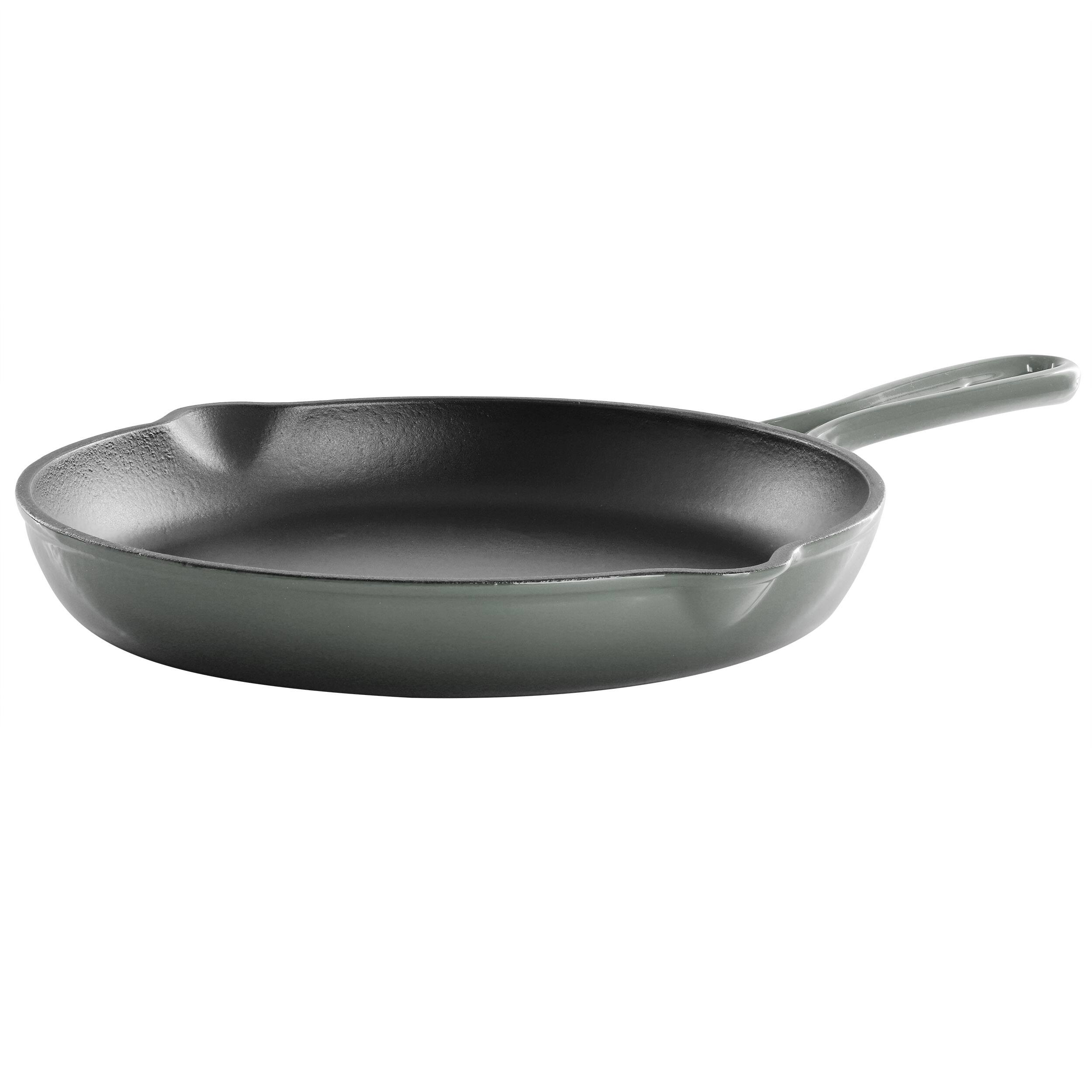 Front. Mega Chef - MegaChef Round 10.25 Inch Enameled Cast Iron Skillet in Gradient Gray - Gray.