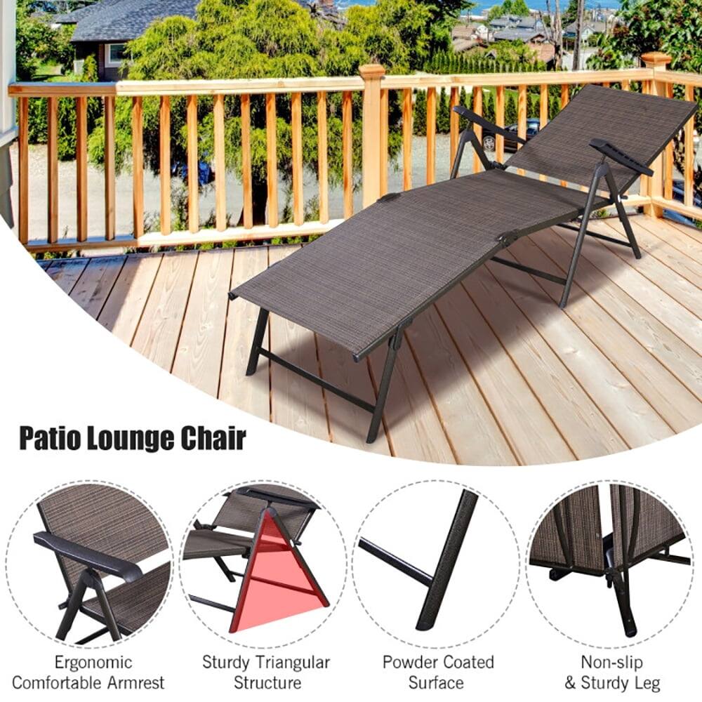 Patio Lounge Chair

- Ergonomic Comfortable Armrest
- Sturdy Triangular Structure
- Powder Coated Surface
- Non-slip & Sturdy Leg