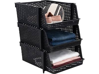 Alt View 4. Advantus - Advantus Nest and Stack Open Lid Storage Bin, Black, 3/Pack (39221) - Black.