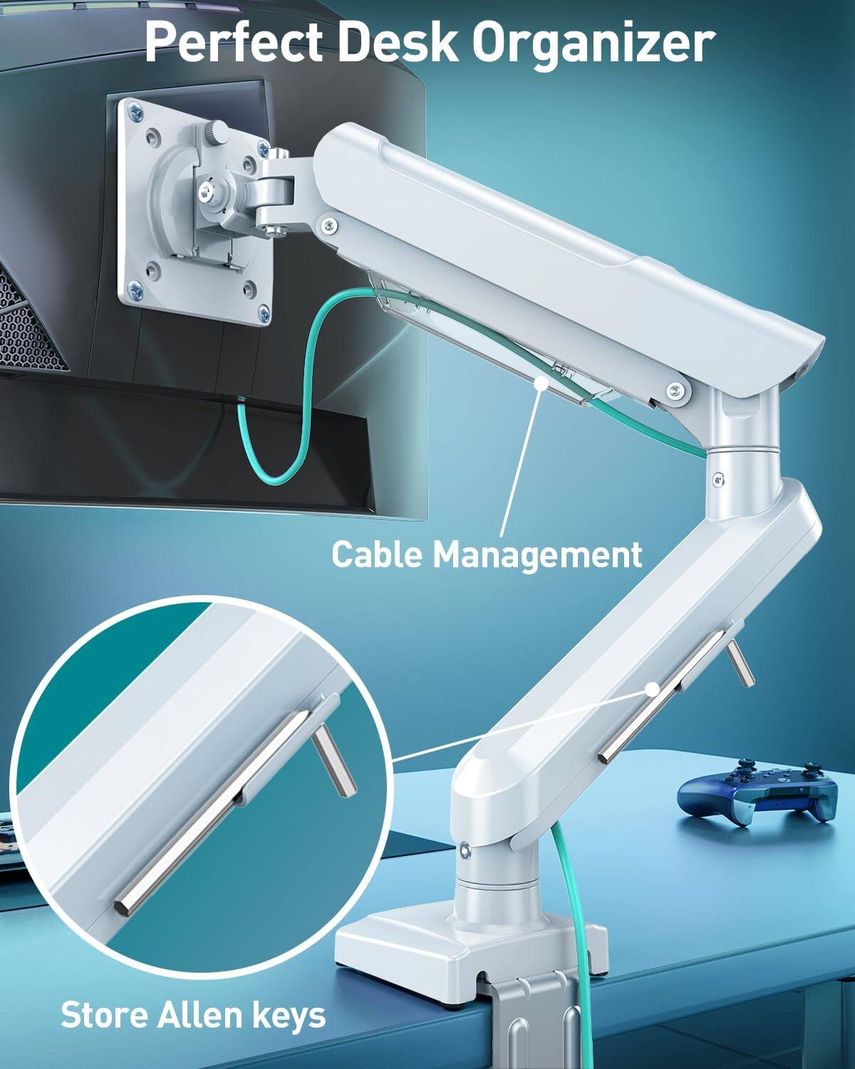 Perfect Desk Organizer  
Cable Management  
Store Allen keys