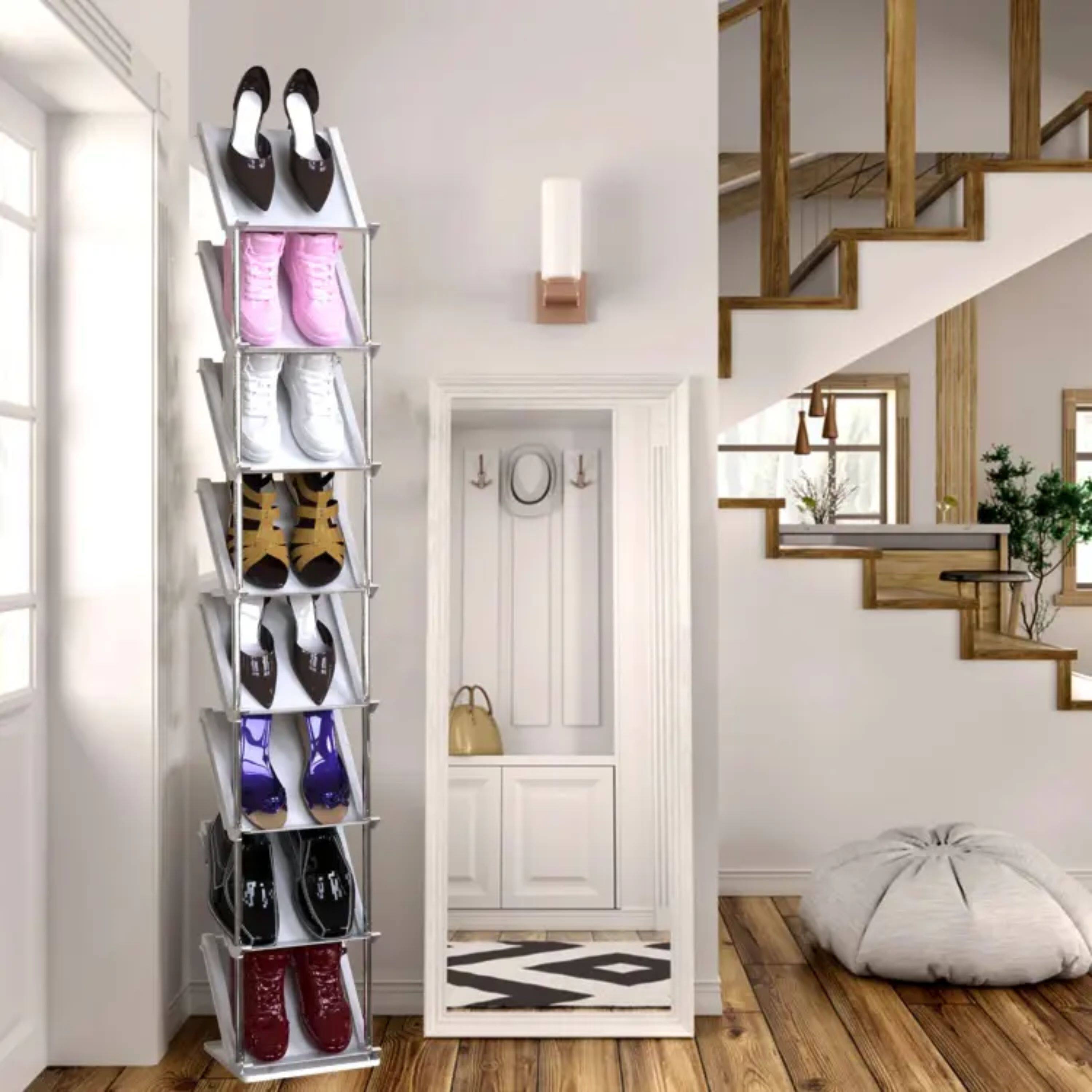 Back. Kitcheniva - 8 Tier Free Standing Vertical Shoe Rack Organizer Home Decor - grey.