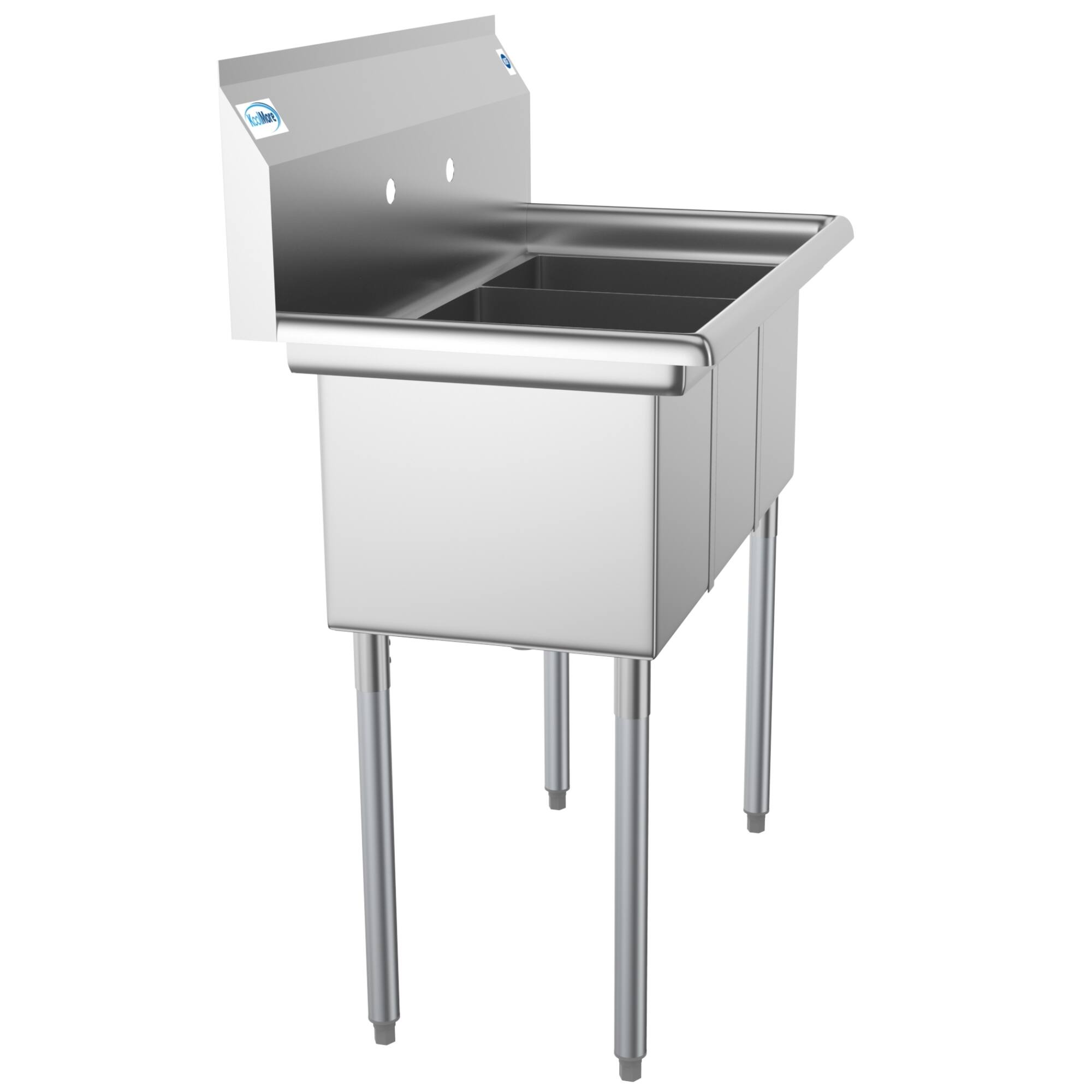 Left. Koolmore - 36 in. Three Compartment Stainless Steel  Sink, Bowl Size 10" x 14" x 10" SC101410-N3. - Stainless Steel.