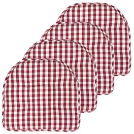Sweet Home Collection - Checkered Buffalo Check U Shaped Memory Foam 17" x 16" Chair Cushions, 4-Pack - Red/White