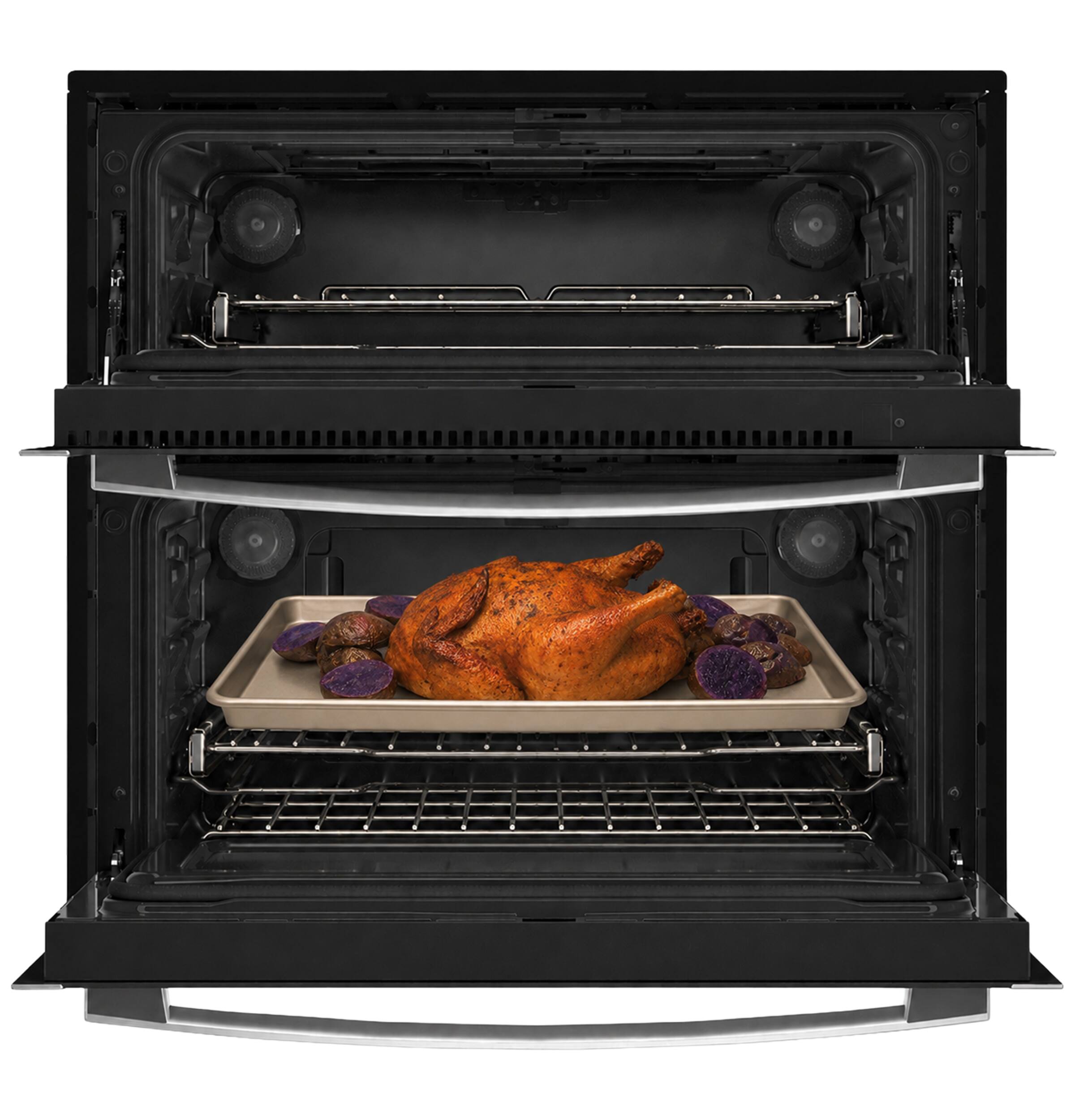 Alt View 15. GE Profile - 30" Smart Built-In Double Electric Twin Flex Convection Wall Oven with No Preheat Air Fry - Stainless Steel.