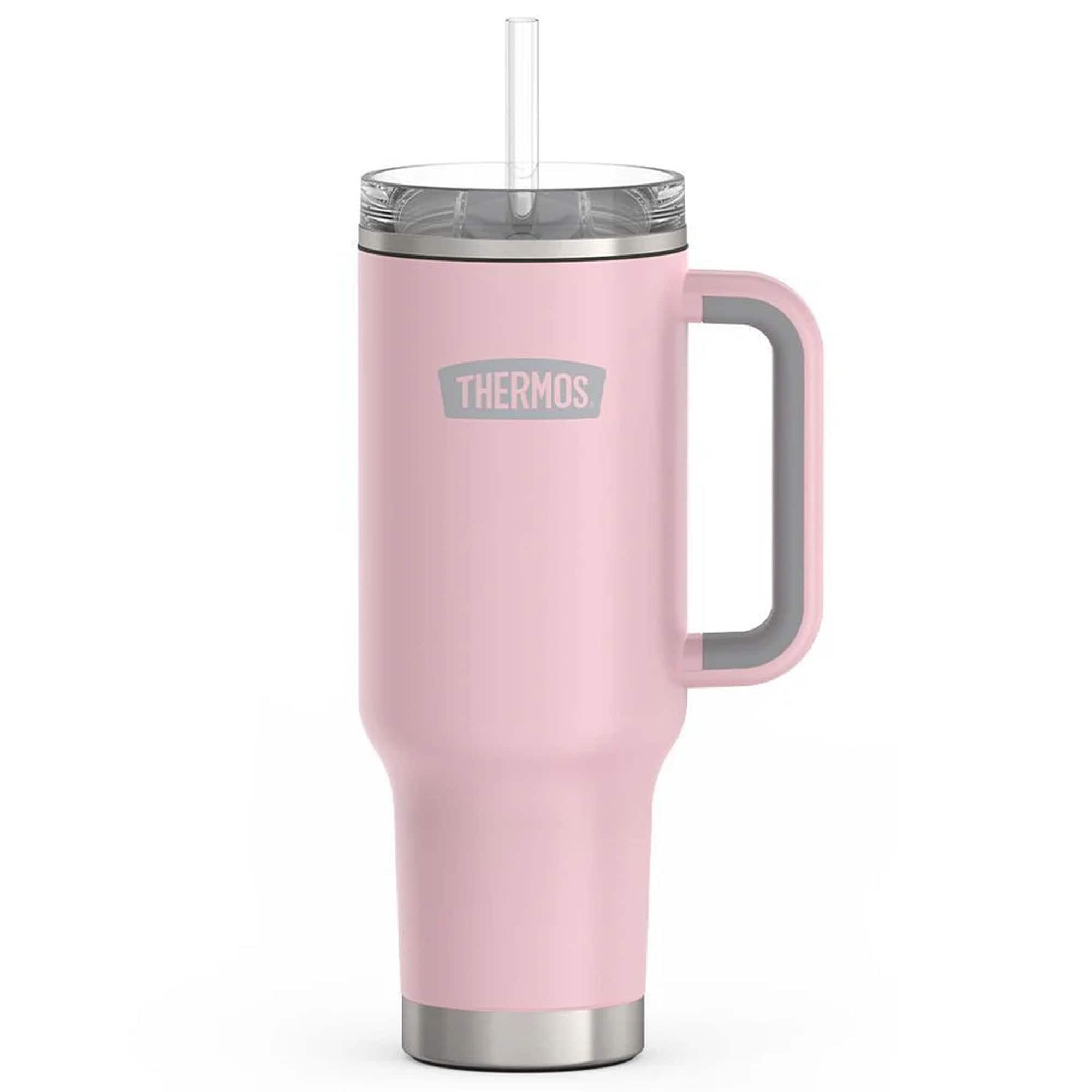 Front. Thermos - Thermos 40 oz Stainless Steel Cup Holder Mug w/ Straw - Sunset Pink - Sunset Pink.