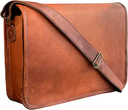 Vulpecula Spade - Leather Messenger Bag for Men & Women – Full Grain Vintage Crossbody Satchel – Fits Laptop – Ideal Briefcase for Work - Brown