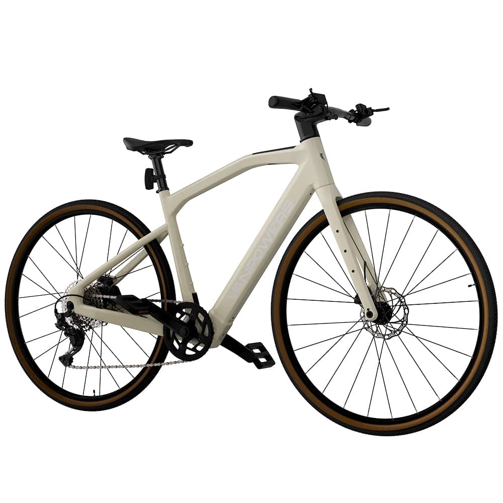 Front. Vanpowers - UrbanCross-Pro 350W Lightweight Gravel E-Bike - Sand Yellow.