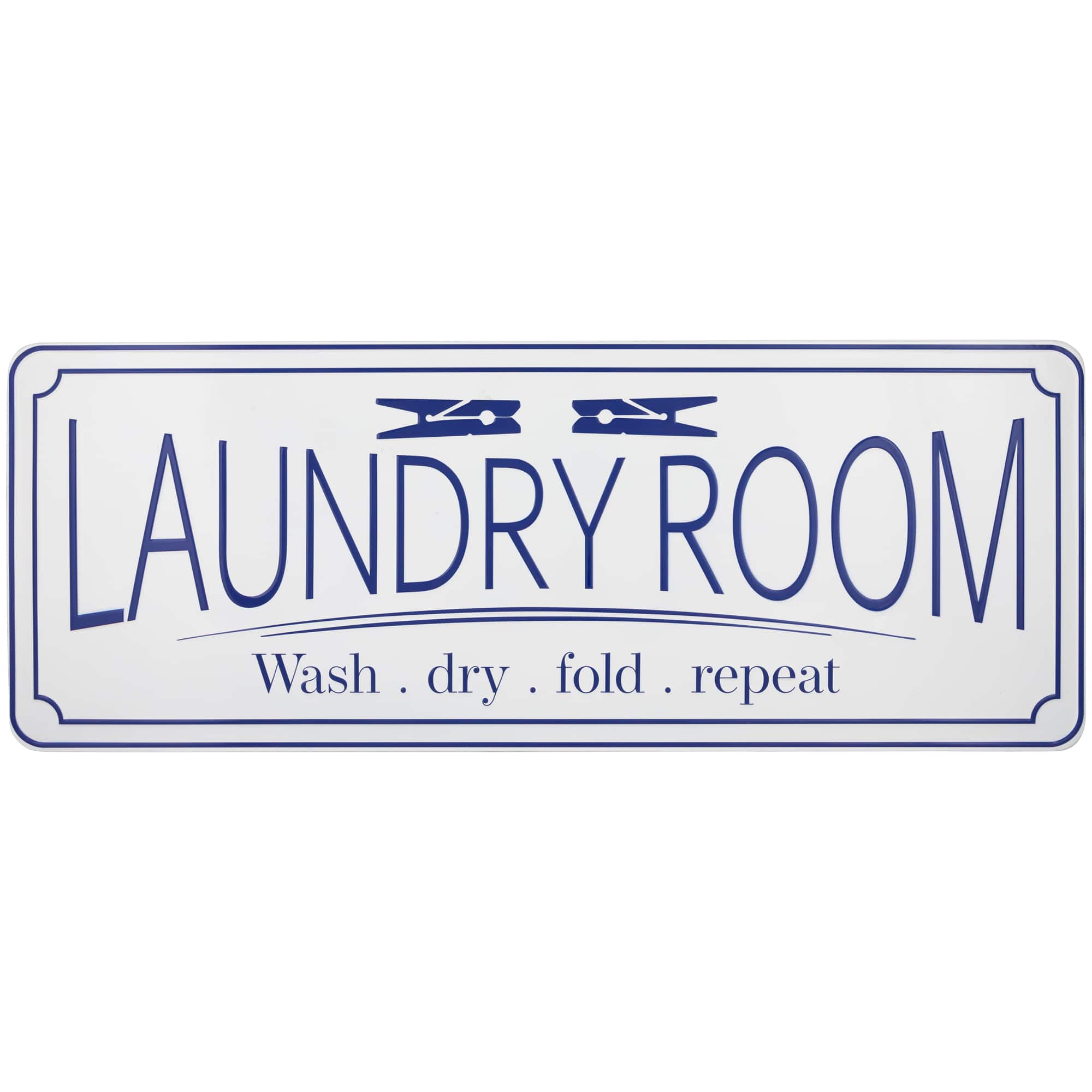 Northlight - Laundry Room Metal Wall Sign - 36.25" - Blue