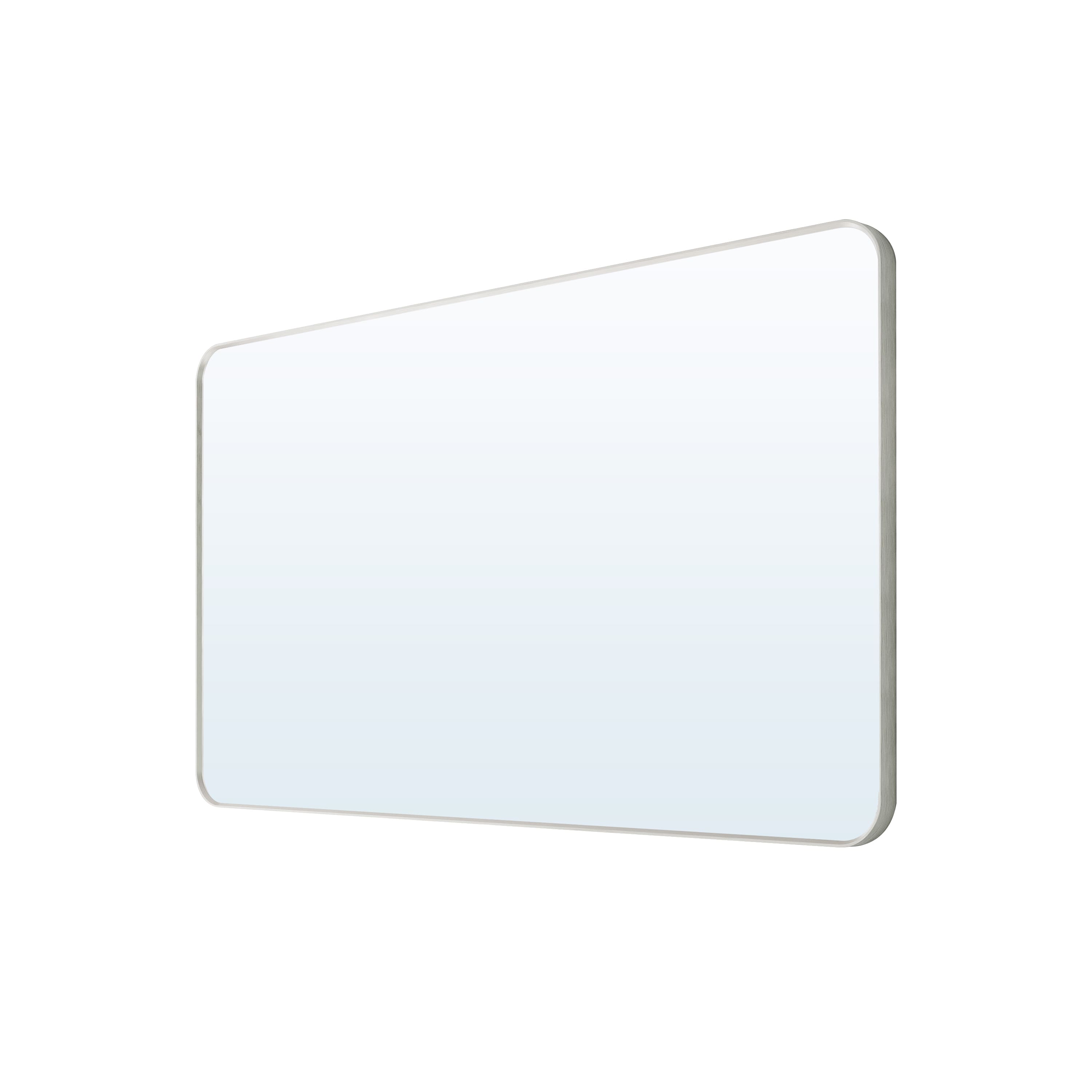 WELLFOR - 55 in. W x 32 in. H Rectangular Aluminum Framed Wall Bathroom Vanity Mirror Large Hanging Mirrors - Brushed Nickel