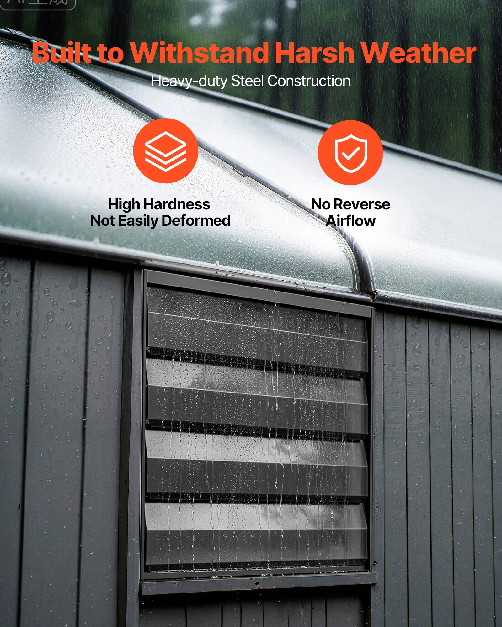 Built to Withstand Harsh Weather  
Heavy-duty Steel Construction  
High Hardness  
Not Easily Deformed  
No Reverse Airflow