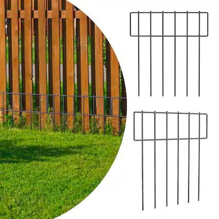 Front. Oumilen - 25 Panels Animal Barrier Fence Metal No Dig Garden Decorative Fence Rustproof US.