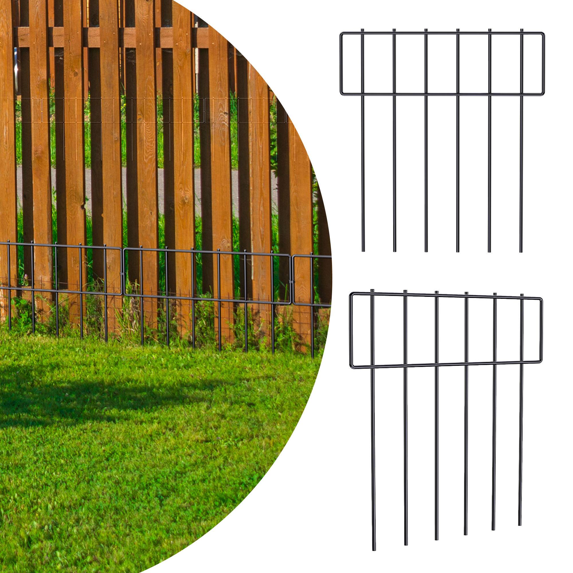 Front. Oumilen - 25 Panels Animal Barrier Fence Metal No Dig Garden Decorative Fence Rustproof US.