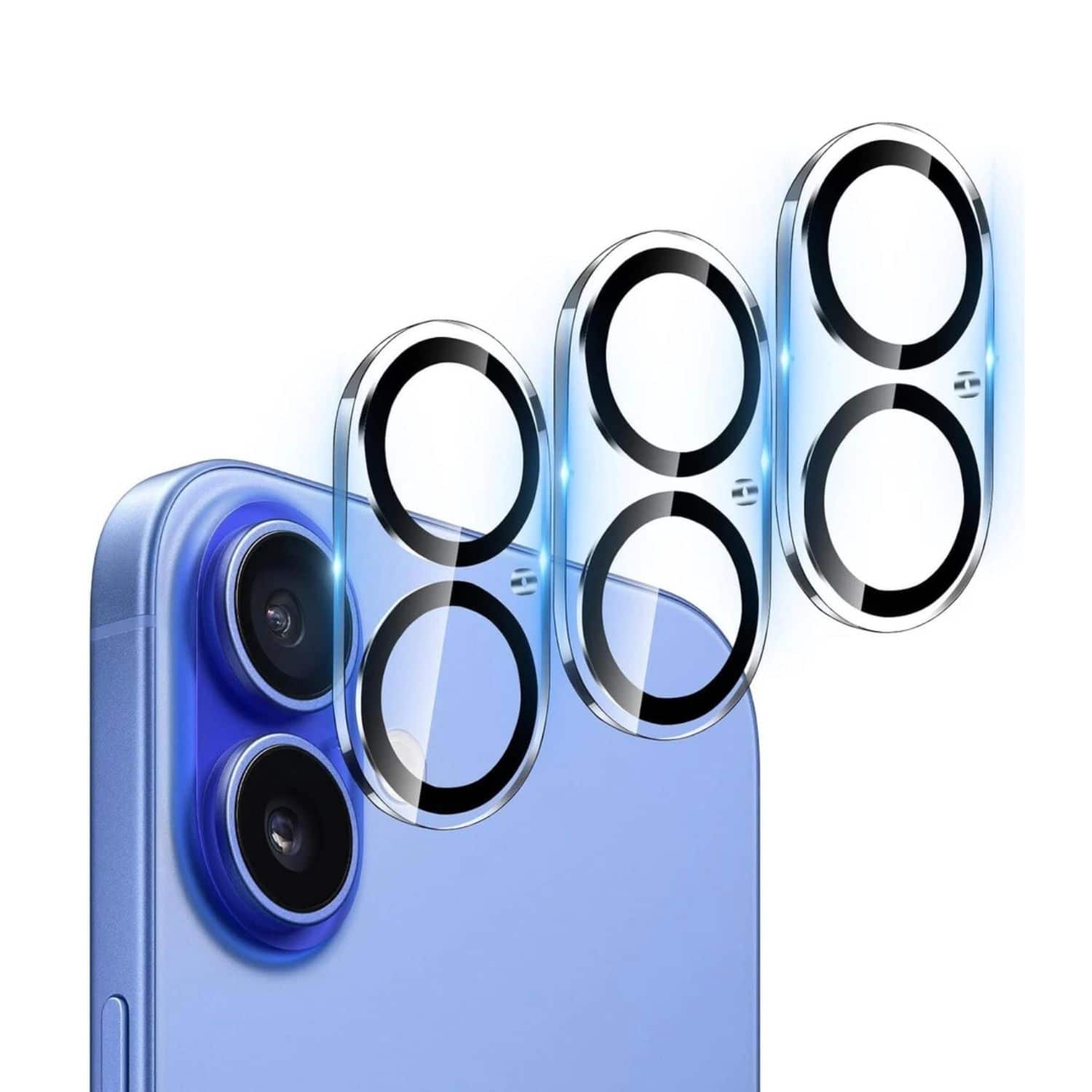 Home Collection - 3-Pack Tempered Glass Camera Lens Protectors for iPhone 16 Plus – 9H HD Clear, Full Coverage - Clear / Transparent