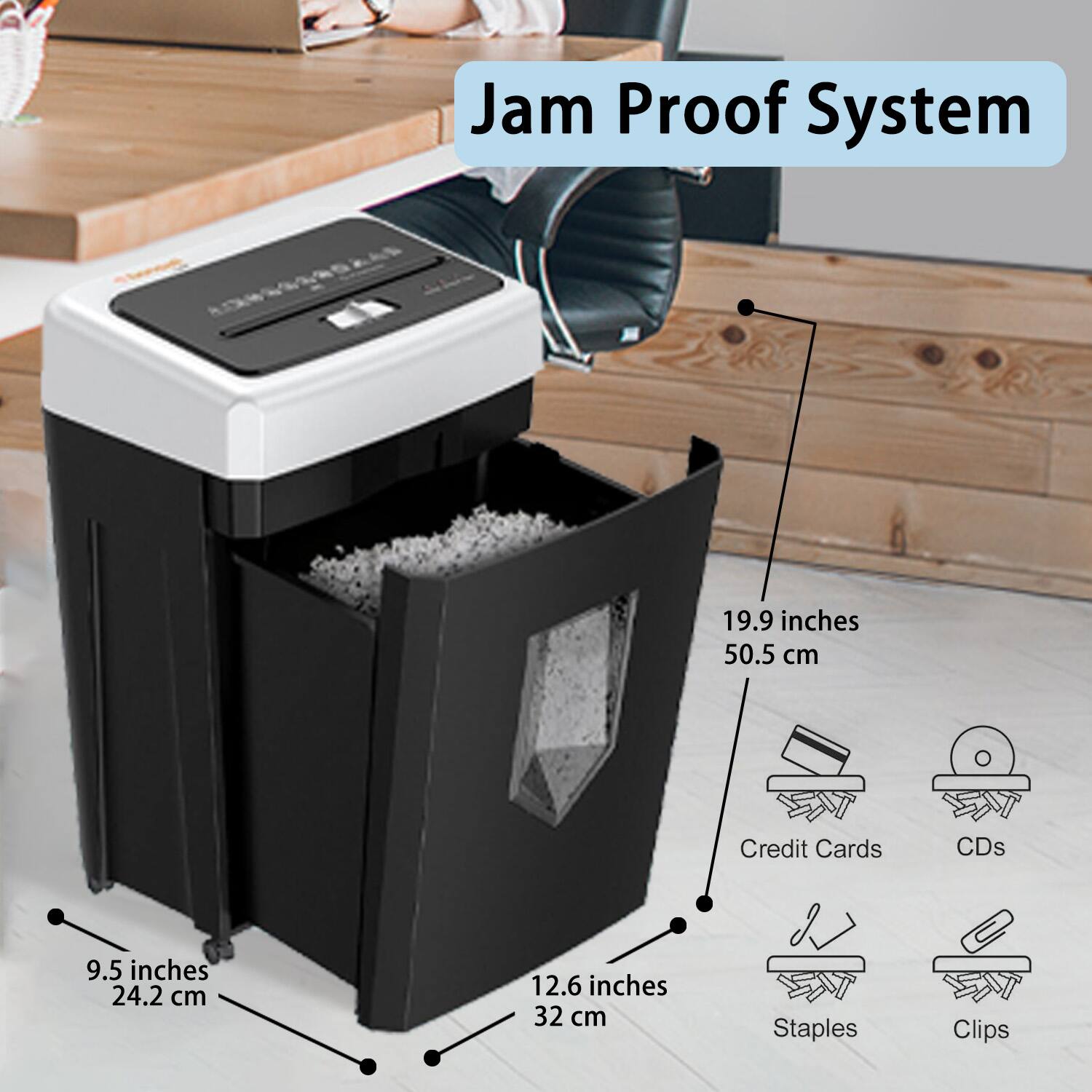 Bonsaii 15 Sheet Cross Cut Paper Shredder Heavy Duty Office Use