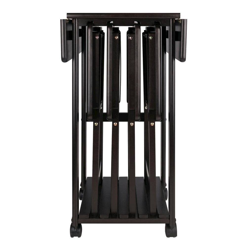 Back. FurniFact - Coffee-Finished Folding TV Tray Set – Small Sofa Tables for Living Room & Dining - Coffee.