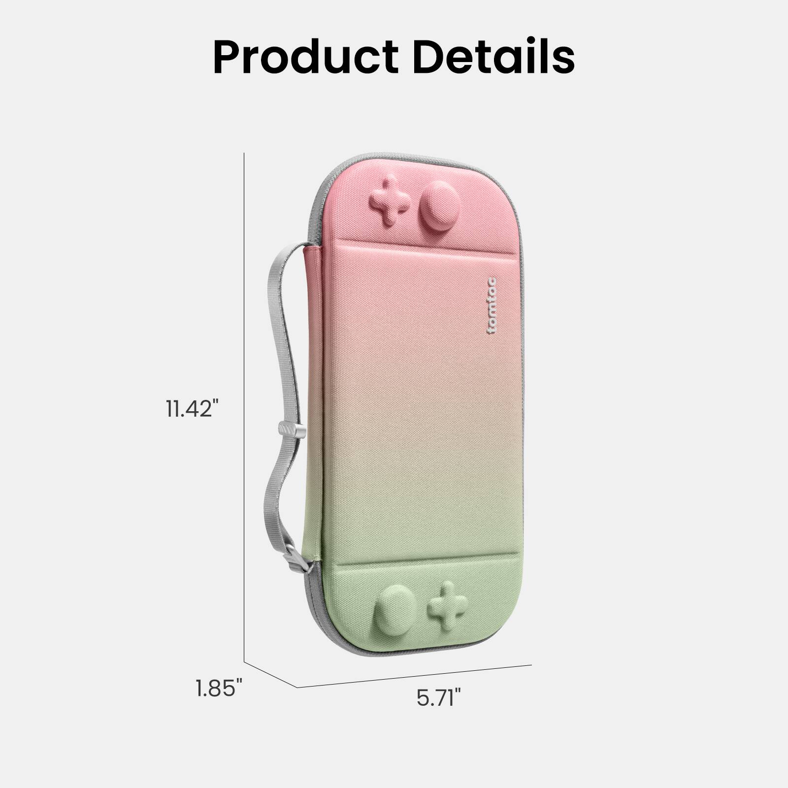 Product Details tomtoc 11.42" 5.71" 1.85"