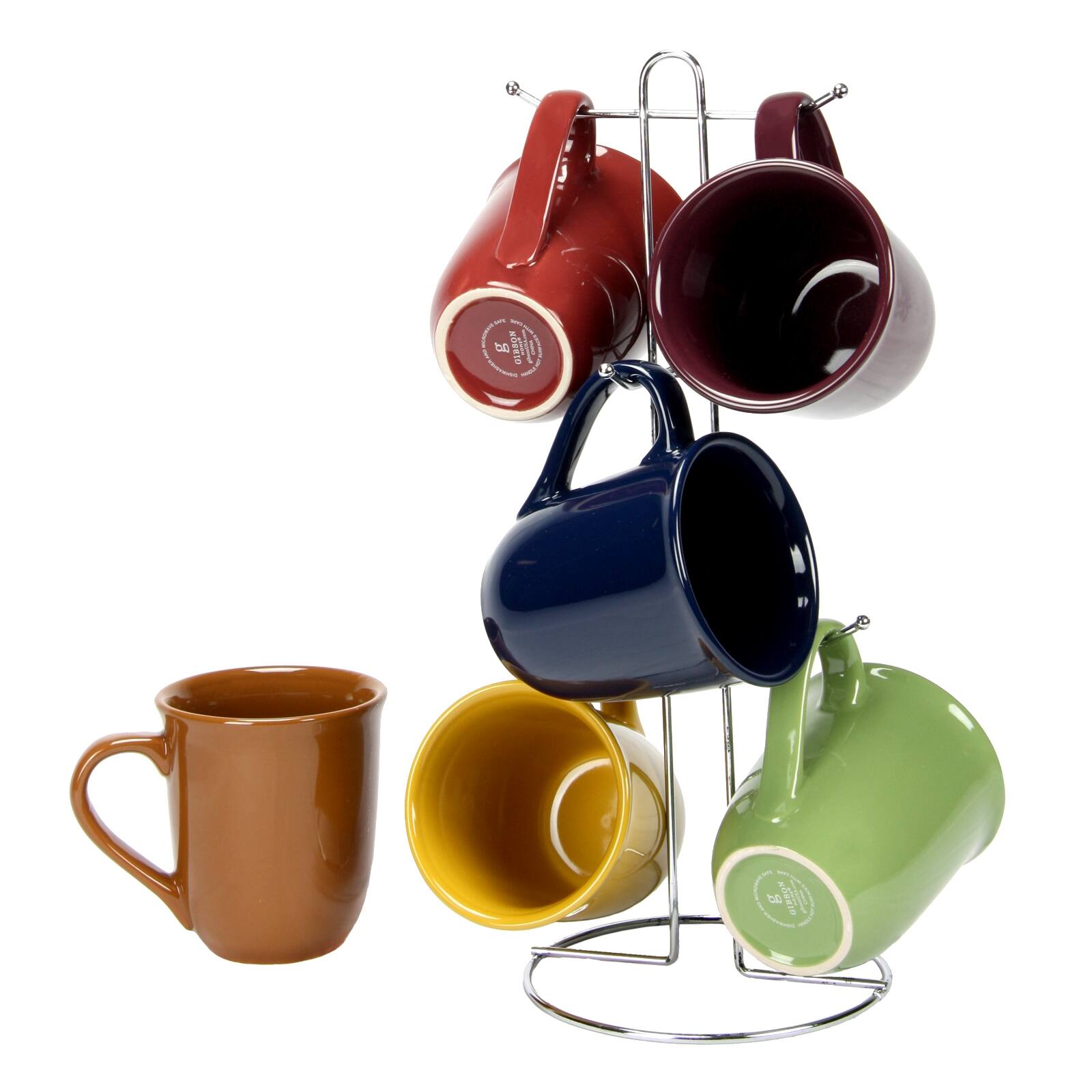 Alt View 3. Gibson - Gibson Home Cafe Amaretto 7  Piece Mug Set With Wire Rack - Assorted.