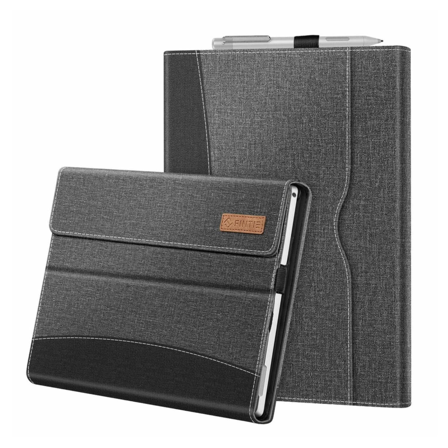Stock Preferred - Premium PU Leather Folio Case for Microsoft Surface Pro 7 - Grey - Gray
