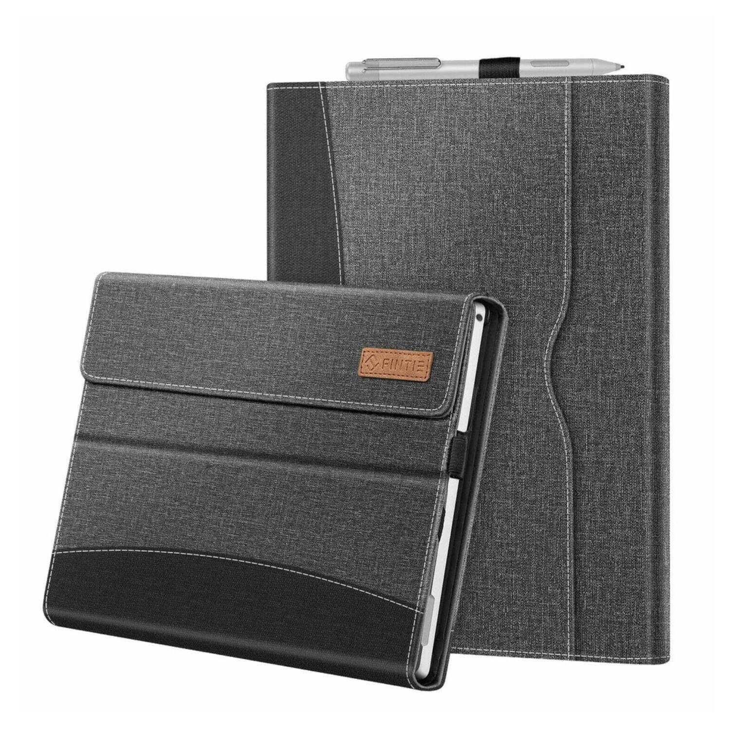 Front. Stock Preferred - Premium PU Leather Folio Case for Microsoft Surface Pro 7 - Grey - Grey.