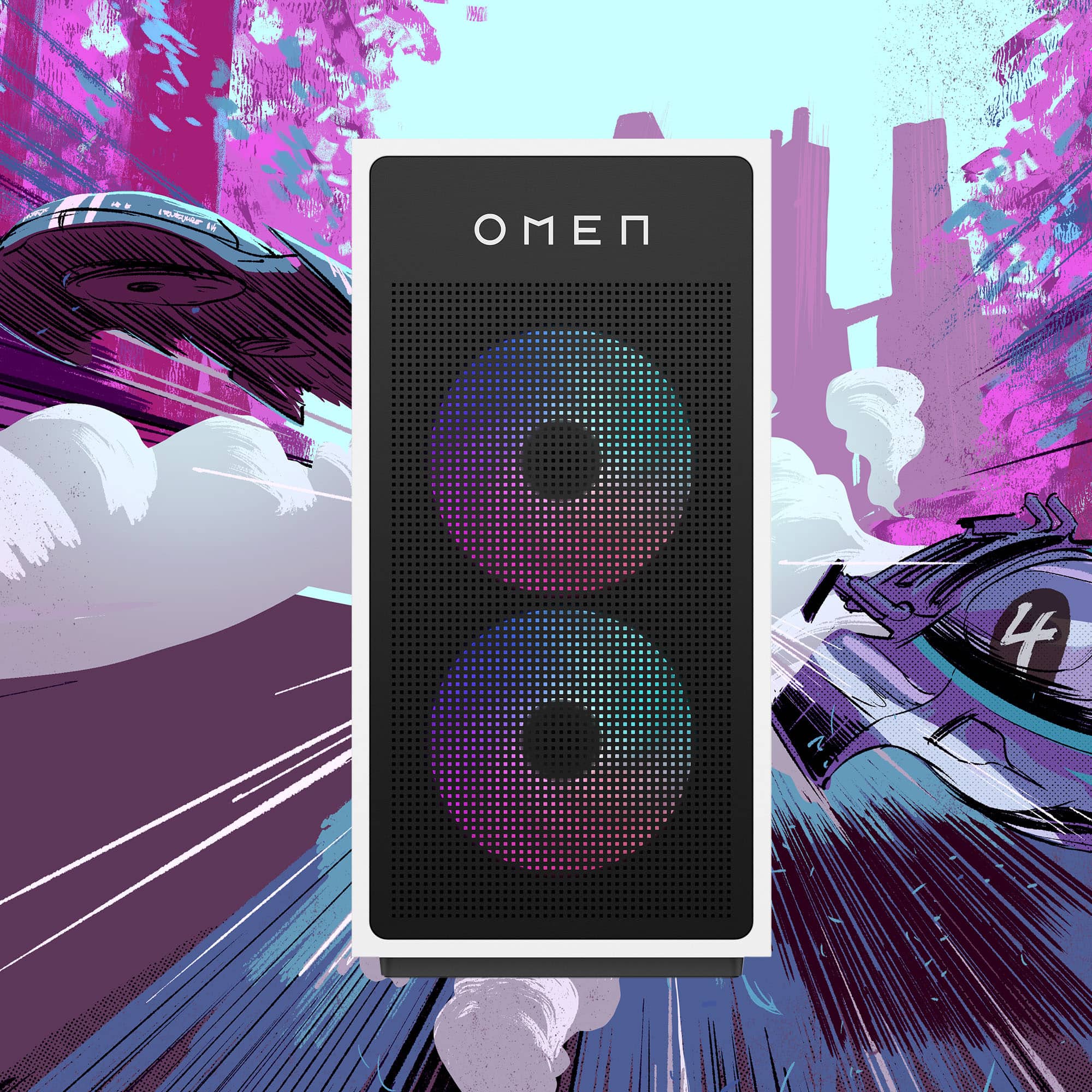 Alt View 10. HP OMEN - 35L Gaming Desktop - AMD Ryzen 7 8700F - 16GB DDR5 Memory - NVIDIA GeForce RTX 5060 Ti 16GB GDDR7 - 1TB SSD - Panda Metal.