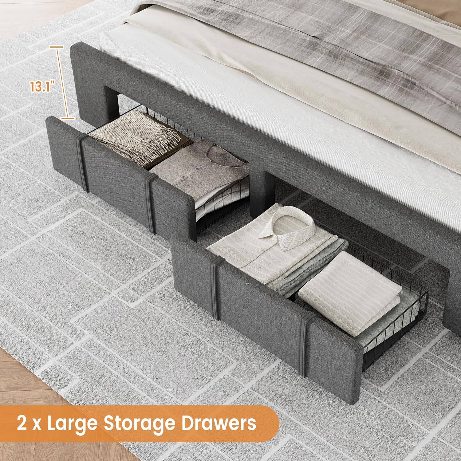 13.1"  
2 x Large Storage Drawers