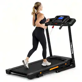 Redliro - 3-Level Incline Folding Treadmill for Home, Running Machine with Bluetooth, Compact Treadmill with 330lbs - Black