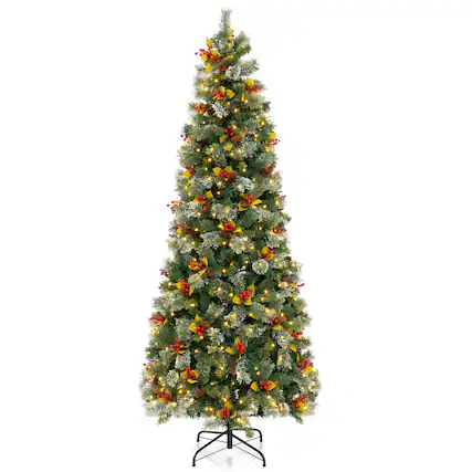 Front. Gymax - Gymax 7.5 FT Artificial Xmas Tree w/ 1096 Branch Tips 460 Warm White LED Lights - Green.