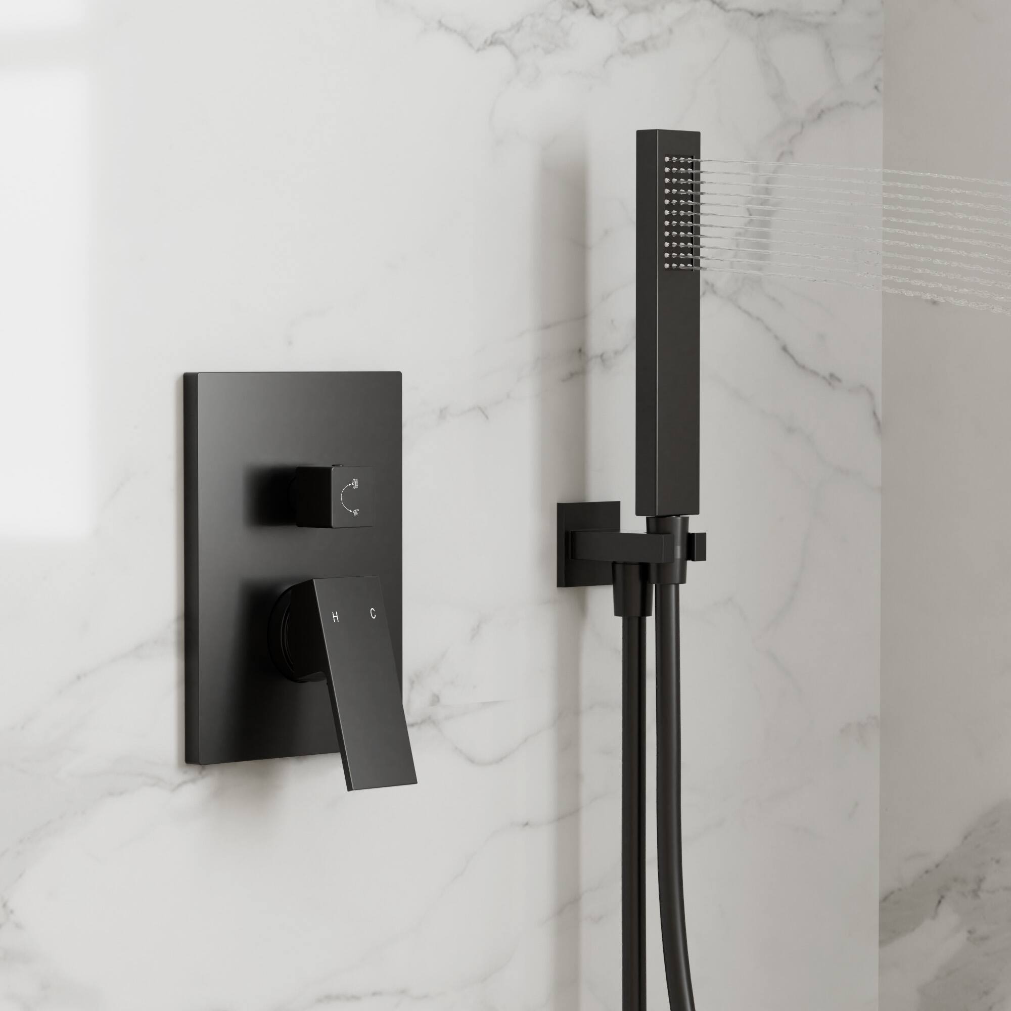 Alt View 8. GRANDJOY - 10" Rain Shower System with Handheld Shower Head and Single Handle Mixer Valve - Matte Black.