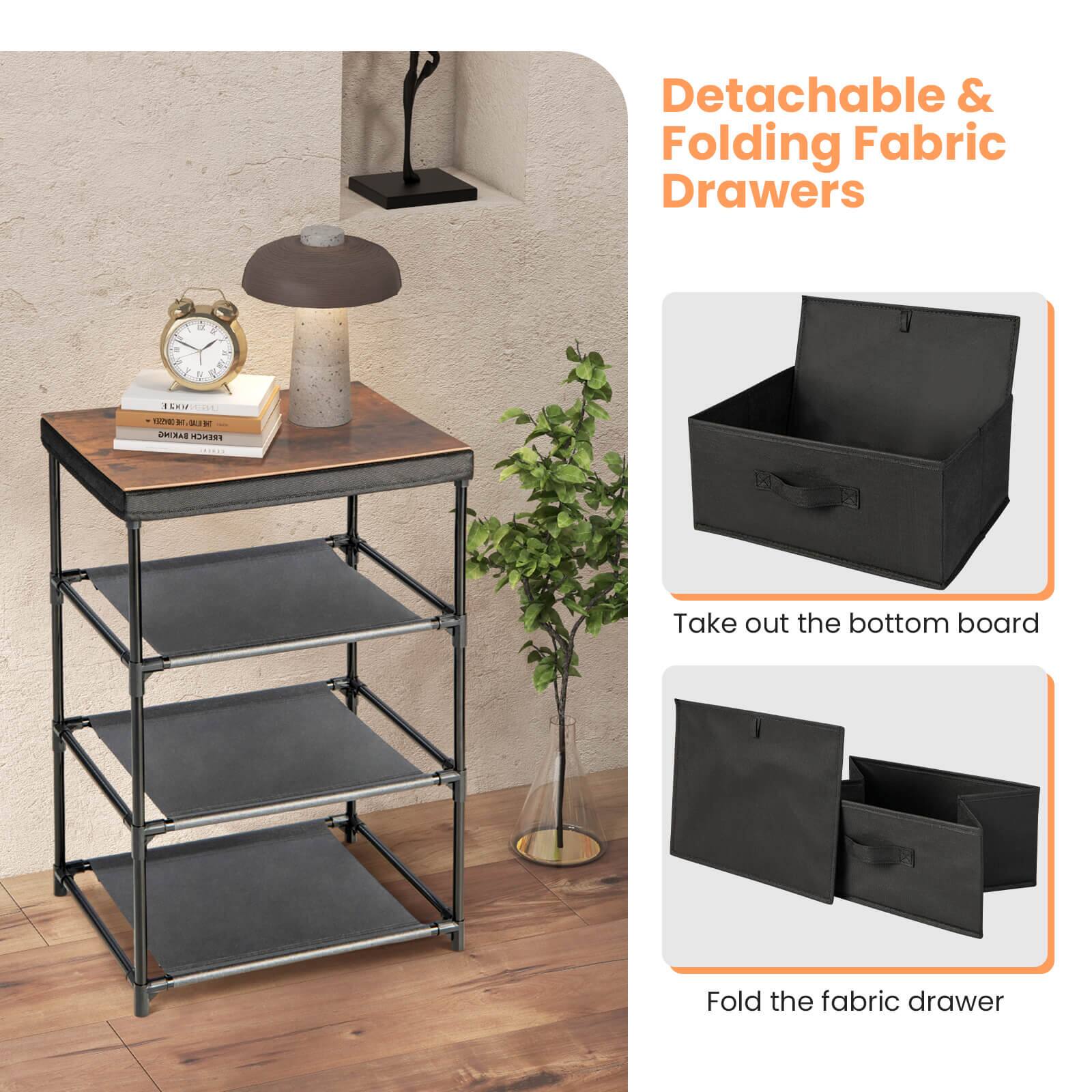 Detachable & Folding Fabric Drawers

Take out the bottom board

Fold the fabric drawer