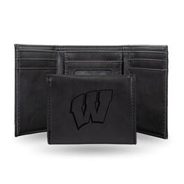 Rico Industries - Wisconsin Badgers Laser Engraved Black Synthetic Leather Trifold Wallet - Multi