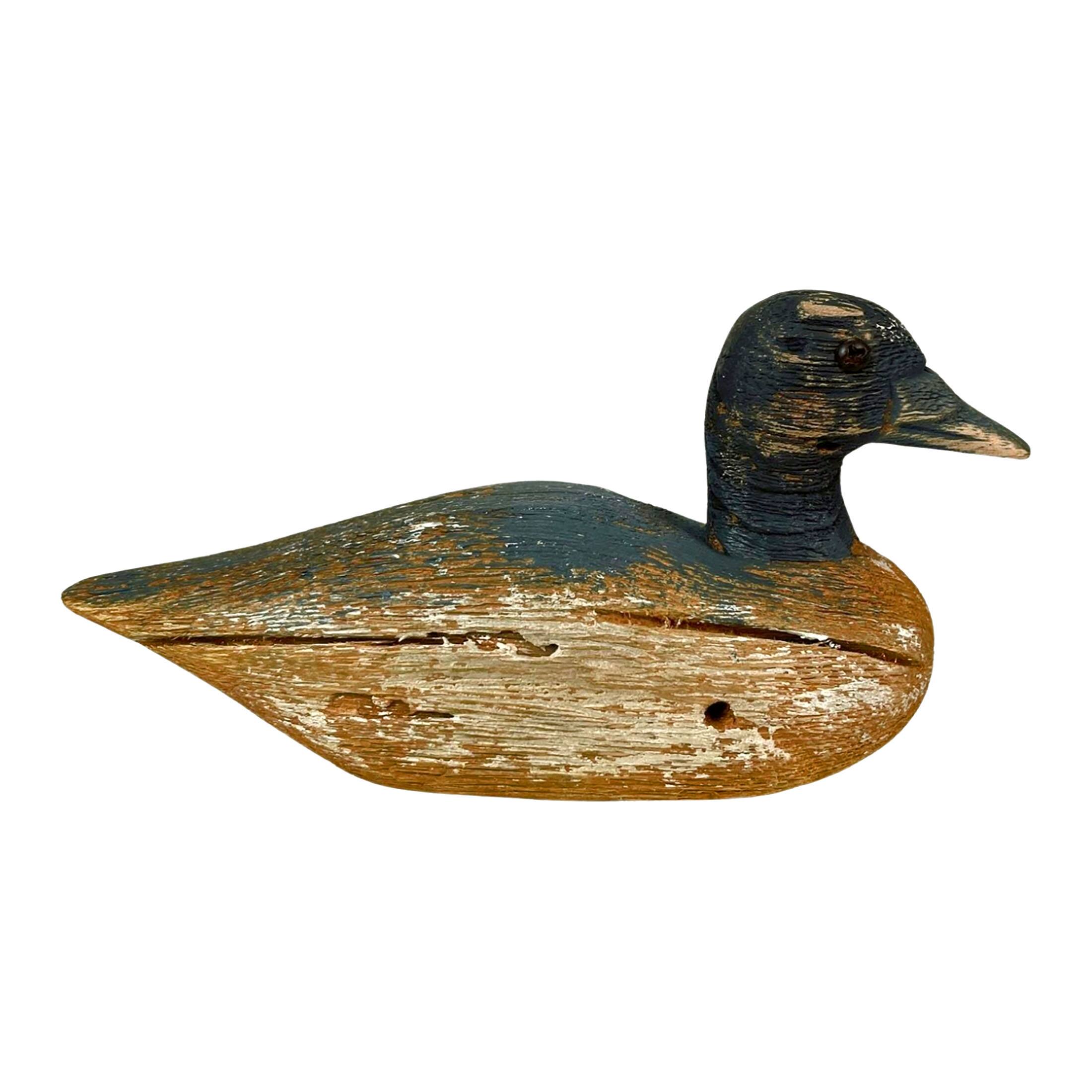 Alt View 1. Things2Die4 - Vintage Wooden Duck Figurine 7.5" Hand-Carved Rustic Folk Art Home Decor - Blue.