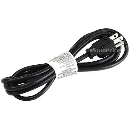 Front. Monoprice - Monoprice 6ft 18AWG 3 Prong AC Power Cord Cable for Laptop/Notebook (C-5/5-15P) - Black - For Notebook - 18 Gauge - Black.
