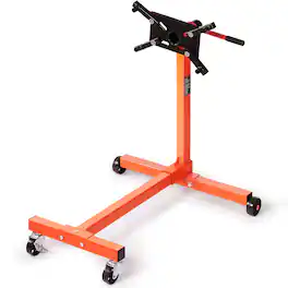VEVOR - Engine Stand, 750 lbs (3/8 Ton) Rotating Engine Motor Stand with 360 Degree Adjustable Head, Cast Iron Motor Hoist Dolly - Black;Orange