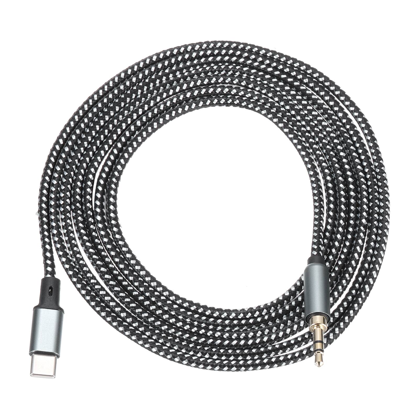 Front. Unique Bargains - 6.7ft USB-C to 3.5mm TRS Audio Aux Cable for HiFi Sound on Phone, Laptop & Car Stereo - Black.