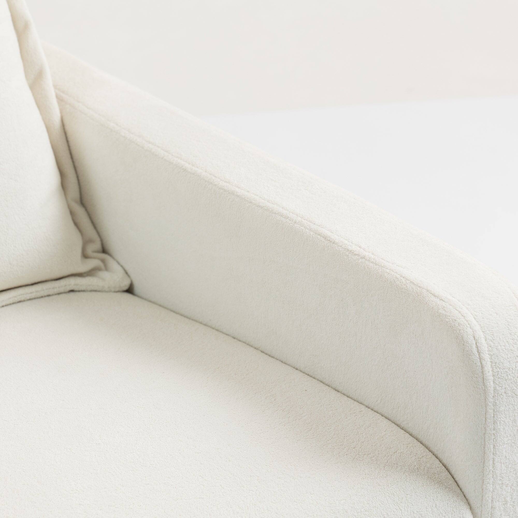 Alt View 3. Boyel Living - 360° Rotating Short Plush Manual Button Armchair Sofa Living Room Leisure Chair White - WHITE.