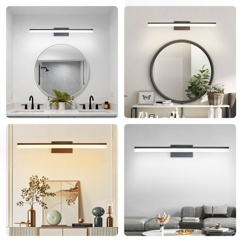 Alt View 2. LUCKY ONE - 32in Wall Mount LED Vanity Light, 18W Black Bathroom Fixture with 5 CCT Color Temperature - Black.