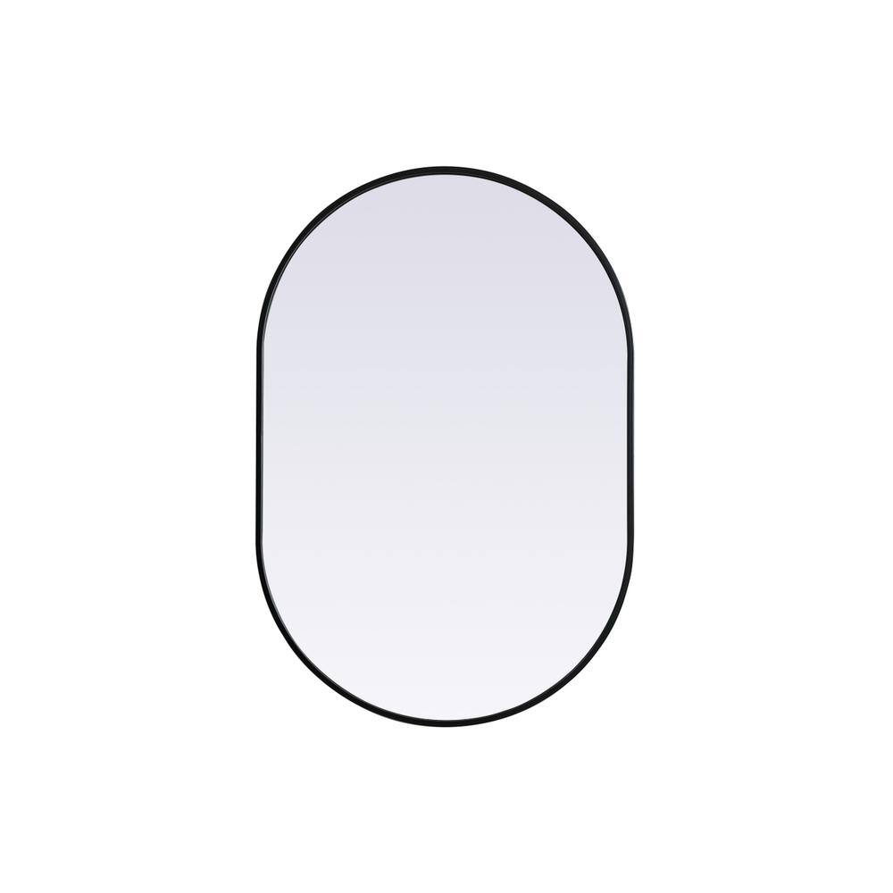 Alt View 7. Elegant Decor - Metal Frame Oval Mirror 27x40 Inch in Black - Black.