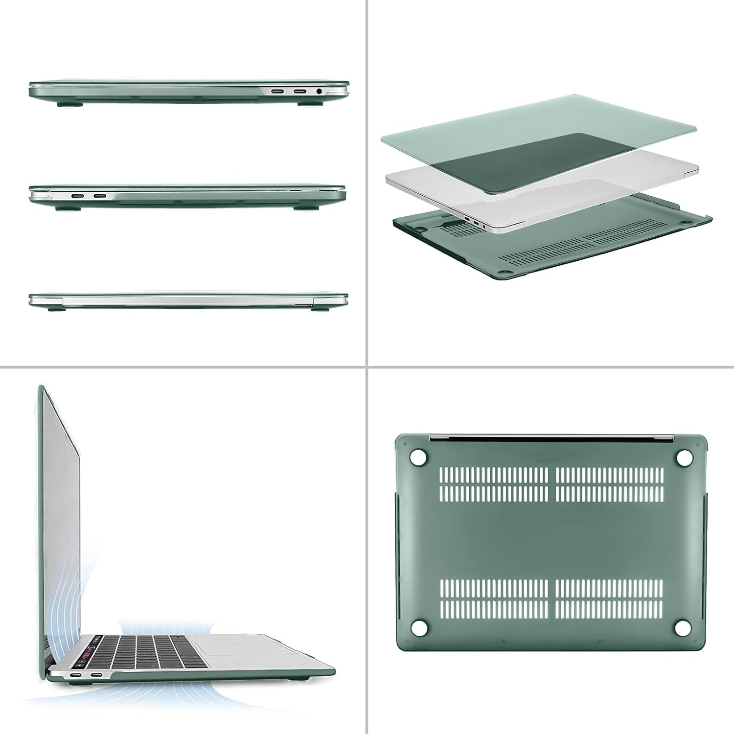 Alt View 1. mosiso - MacBook Pro 13" hard shell case with keyboard skins, screen protector and storage bag - Emerald Green.