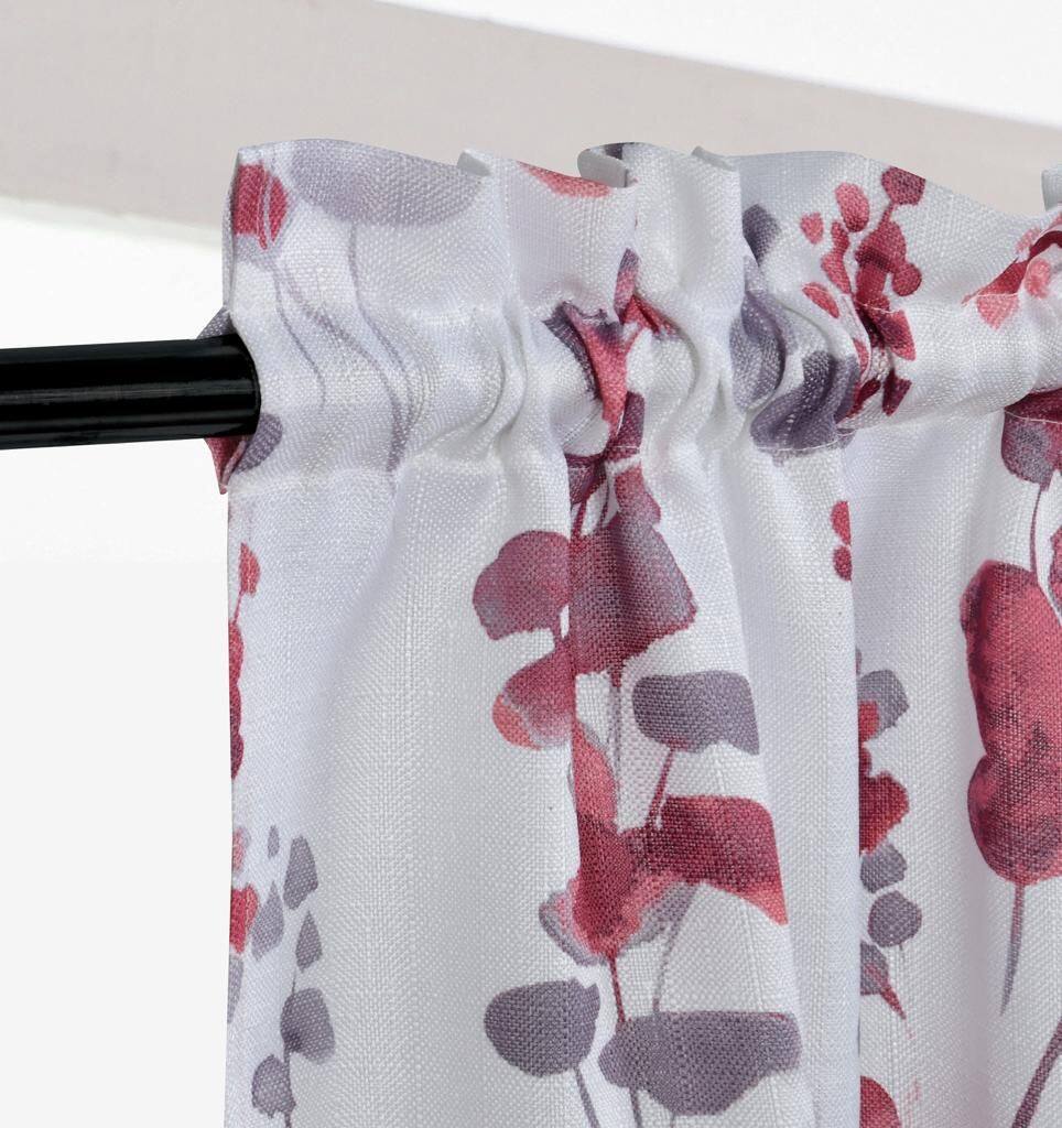 Alt View 4. Kate Aurora - Kate Aurora Watercolor Floral Lillies Complete 3 Piece Rod Pocket Kitchen Curtain Tier & Valance Set - Berry - Berry.
