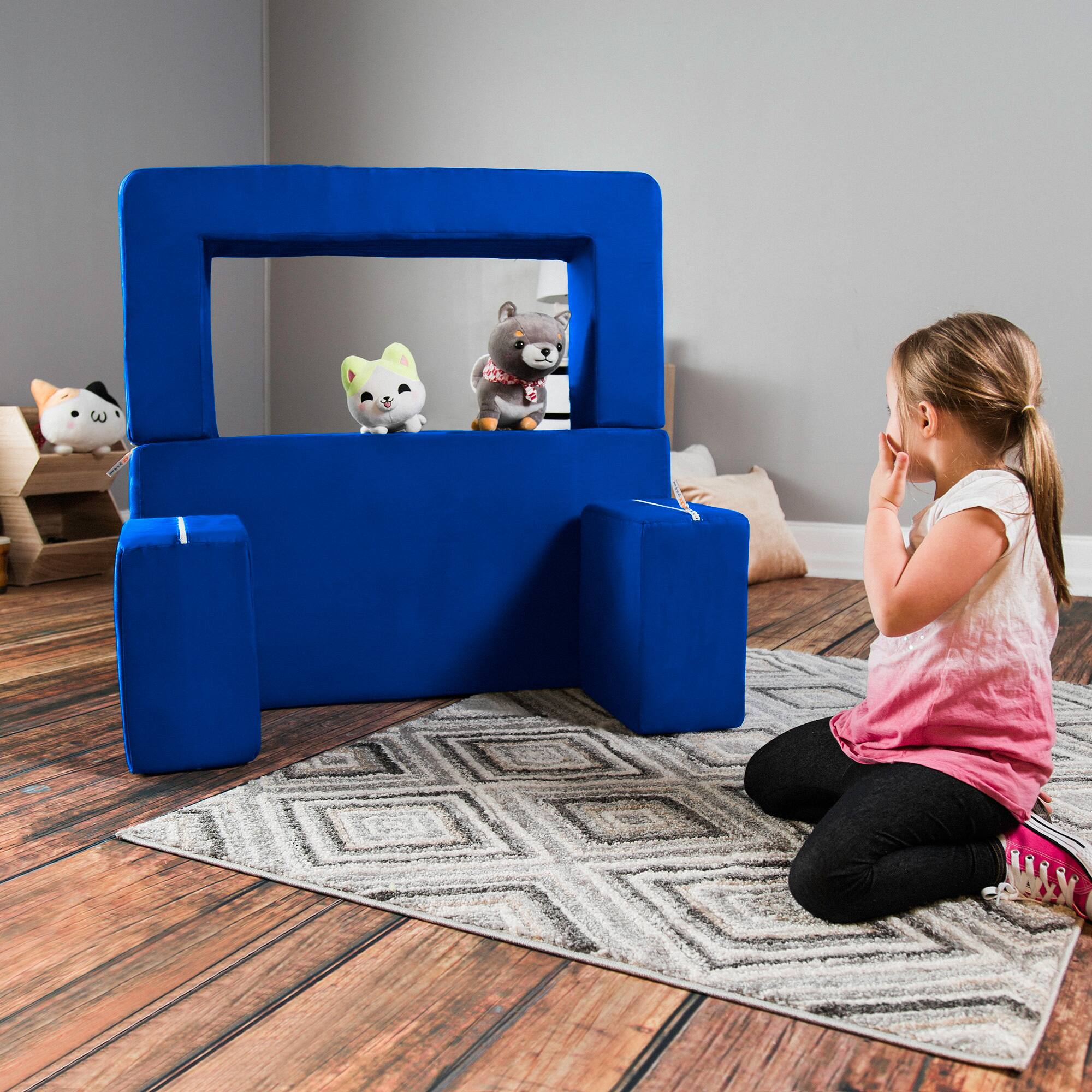 Alt View 5. Jaxx - Jaxx Zipline Kids Modular Loveseat & Ottomans/Fold Out Lounger, Blueberry - Blueberry.