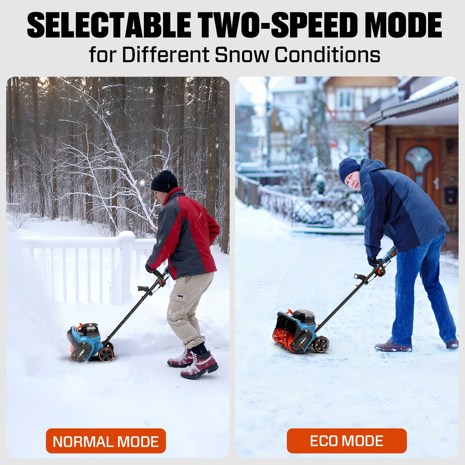 SELECTABLE TWO-SPEED MODE for Different Snow Conditions

NORMAL MODE

ECO MODE