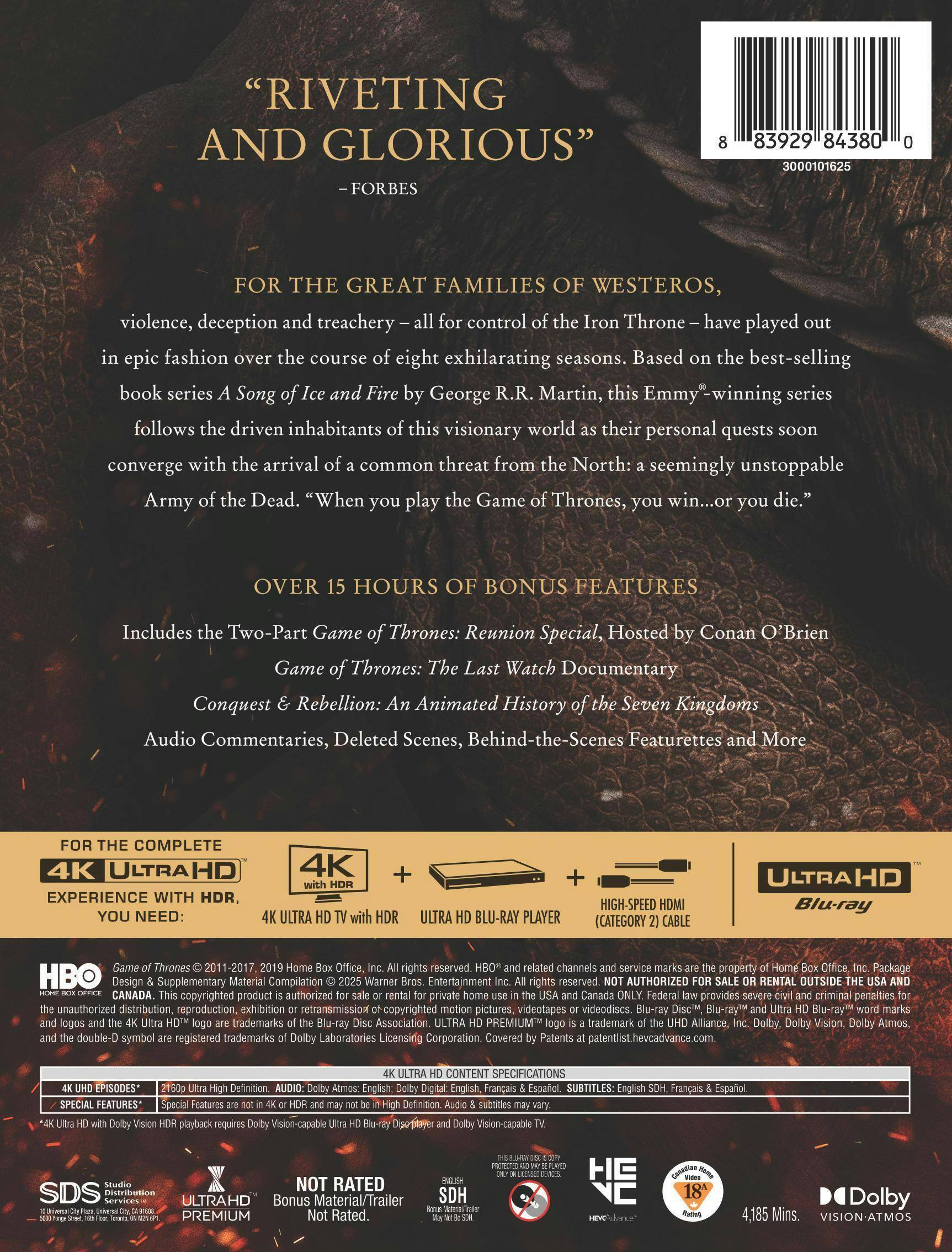 Back. Game of Thrones: The Complete Collection - Repackaged (4K Ultra HD) [UHD].